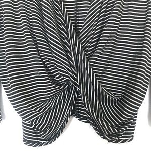 Event Tops - Event Long Sleeve Striped Draped Front Top Event Tops - Event Long Sleeve Striped Draped Front Top